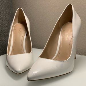 BCBG Pointed Toe Patent Leather White Pump…